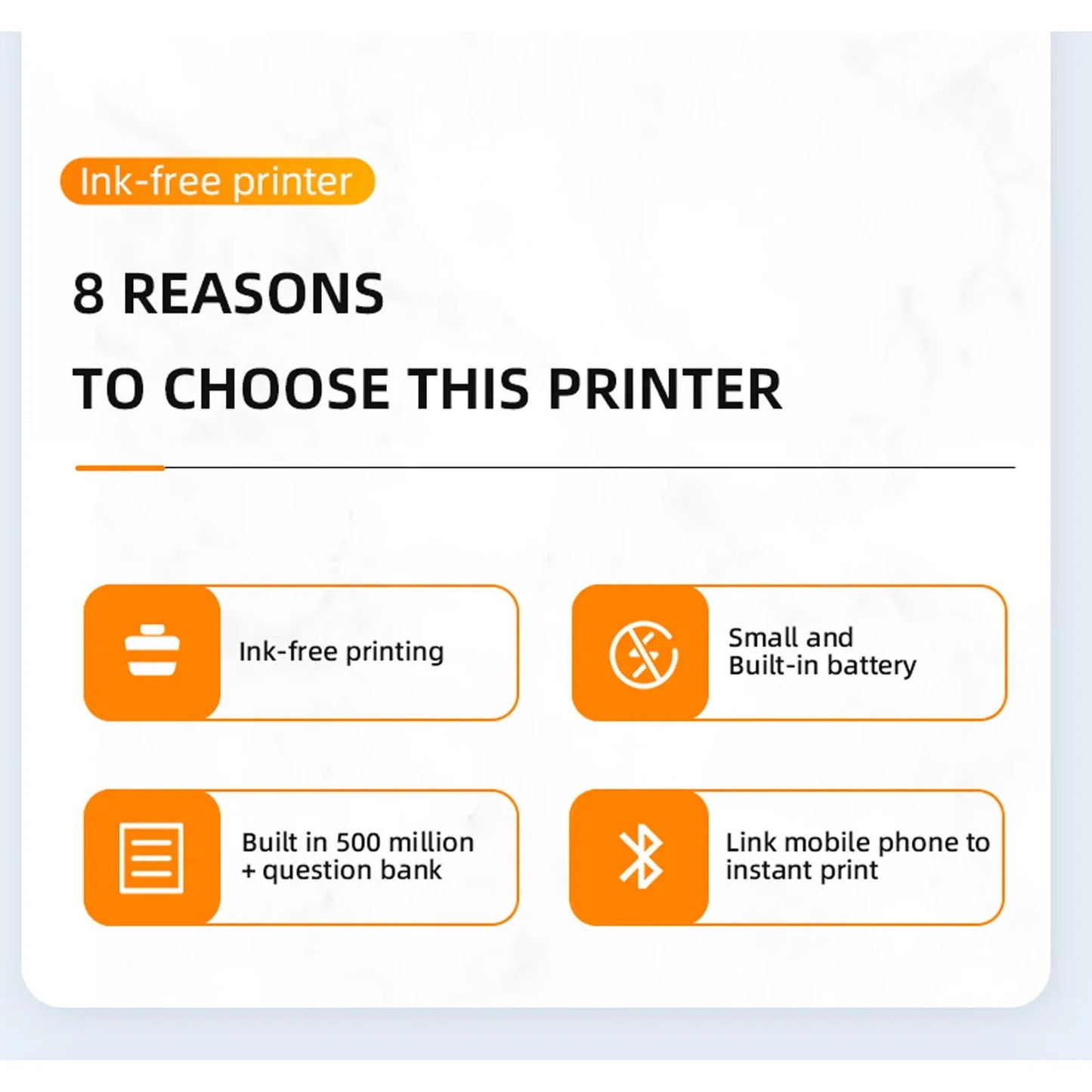 Thermal Printer 200dpi Mini Portable Bluetooth Rechargeable Inkless Thermal Printer for School  Inkless Thermal Printer