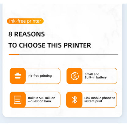 Thermal Printer 200dpi Mini Portable Bluetooth Rechargeable Inkless Thermal Printer for School  Inkless Thermal Printer