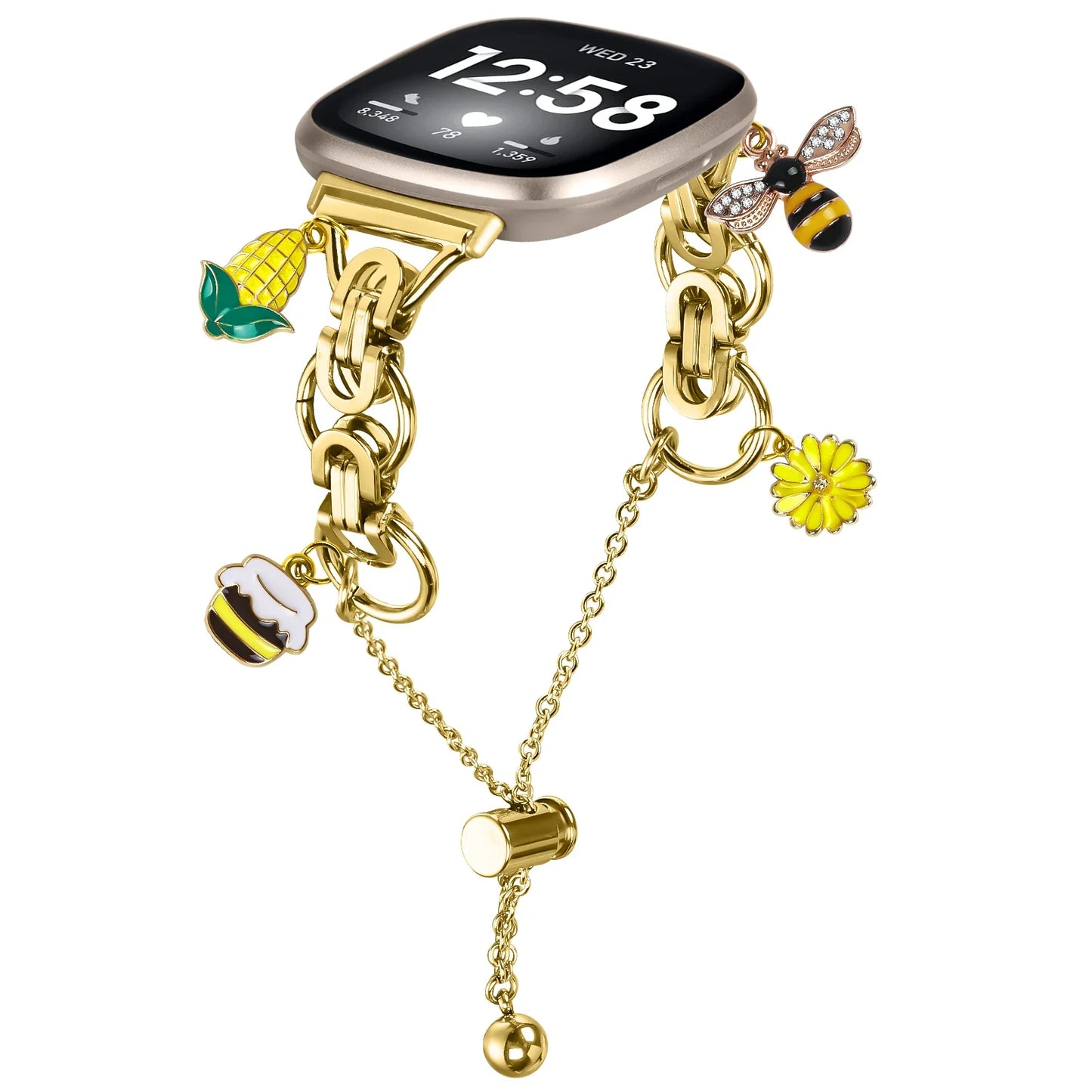 Metal Bracelet Charm Strap Compatible with  Fitbit Versa 3/Versa 4 Fashion Watches Decorations for Fitbit Sense/sense 2
