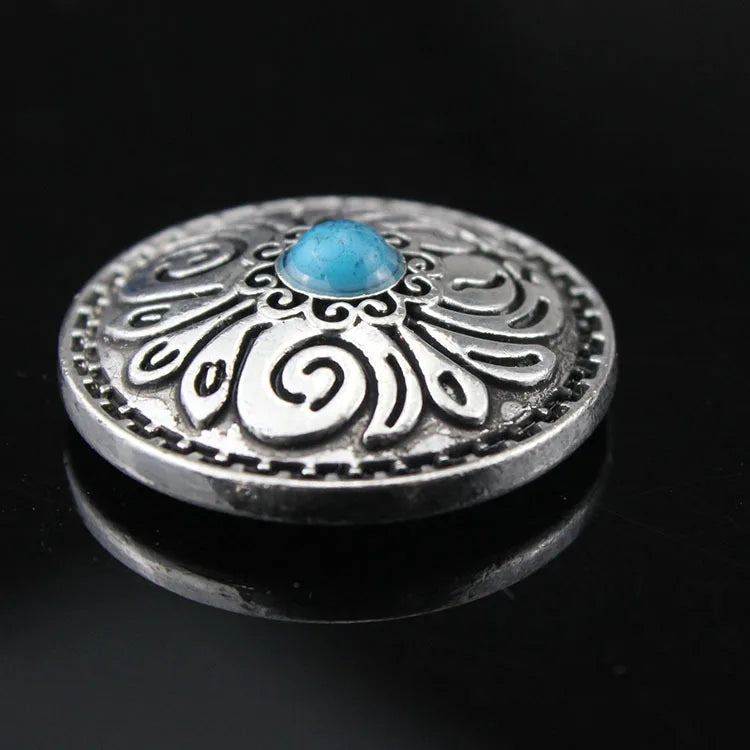 5pcs Cowboy Western Texas Conchos Leather Wallet Turquoise Flower Metal Decorative Button Screw Back for Leathercraft