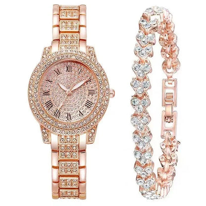 Montre-bracelet à quartz décontractée pour femmes, ensemble de 6 pièces, cadran romain, design de marque de luxe, montre pour femmes