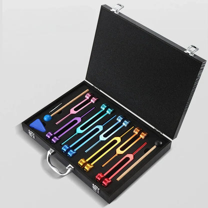 Ensembles de diapasons Chakras colorés, diapason de guérison, fourchettes de méditation en alliage d'aluminium, Instruments de Percussion portables