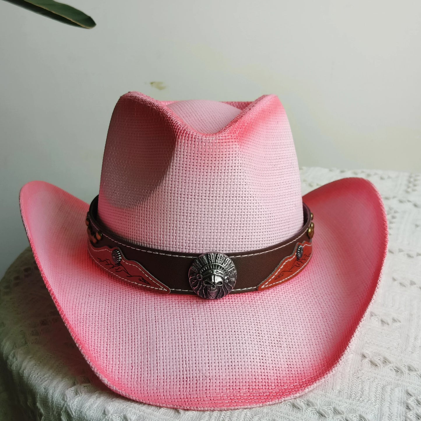 Hand-painted Western Cowboy hat Bronze green hat for men women Large Brim stiff straw hat summer sombrero vaquero hombreковбойс