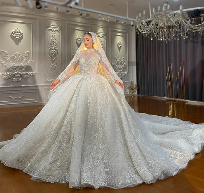 Customized NS4963 Long Sleeves Lace Wedding Dresses New With Handwork Beading