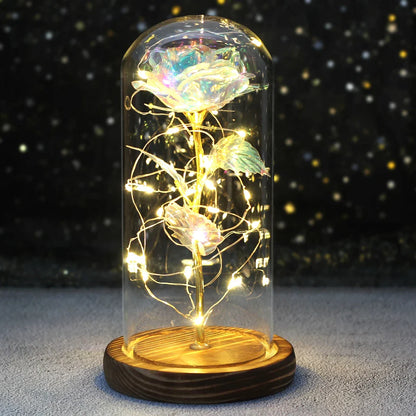 Fleurs lumineuses LED enchantées avec la Belle et la bête, dôme de roses décoratif pour mariage, saint-valentin, cadeau de fête des mères