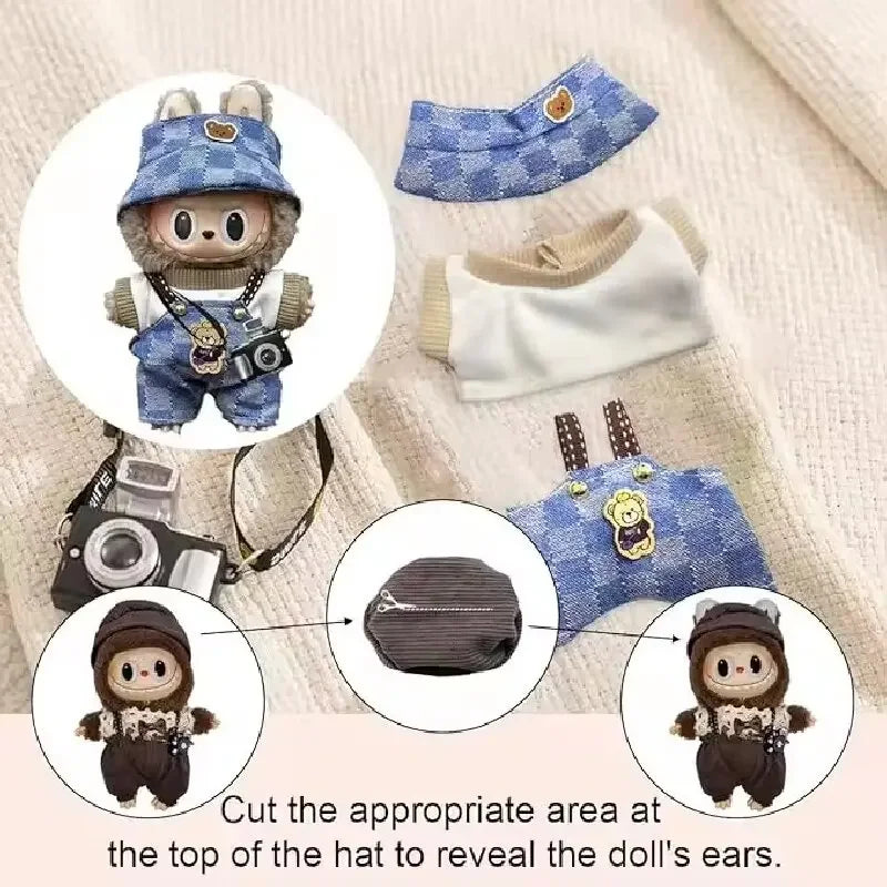 For Gxlaihly 17cm Labubu Doll Clothes Outfit Cute Costume Suitable for 17cm Labubu Dolls Fashionable Doll Clothing