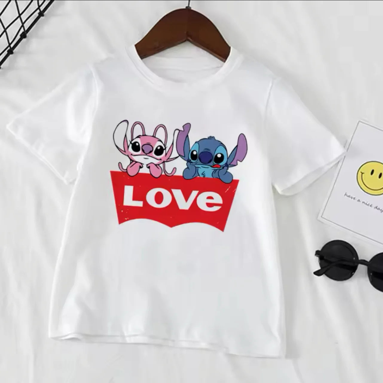 Stitch Stitch Series Peripheral Cartoon Pattern Printed Children's Clothing Summer Edition Boys and Girls Round Neck T-shirt