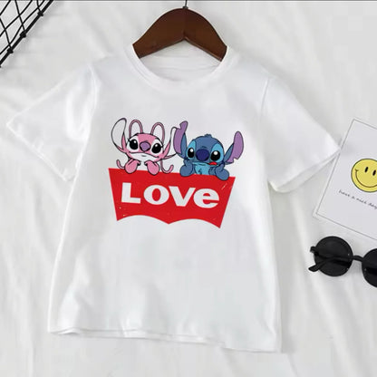 Stitch Stitch Series Peripheral Cartoon Pattern Printed Children's Clothing Summer Edition Boys and Girls Round Neck T-shirt