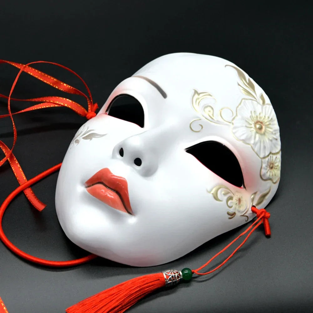 Masque de fête pour adultes, maquillage peint à la main, masque complet de file d'attente de carnaval, mascarade Kabuki pour carnaval Mardi Gras Cosplay
