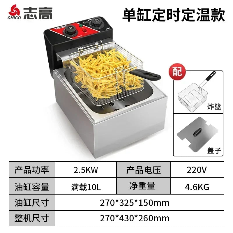 Friteuse Électrique 220V pour Cuisine, Friteuse à Frites Commerciale, Minuteur, Arfrai 10L Ar CW