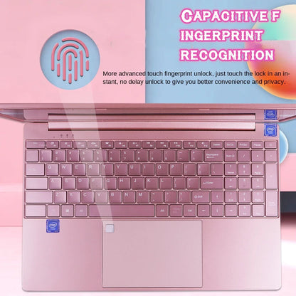 11th Gen Celeron N5095 Laptop - Win 10/11, 16GB 32GB RAM, 128GB - 2TB SSD. 2.4G/5.0G WiFi & Bluetooth, stylish pink keyboard.