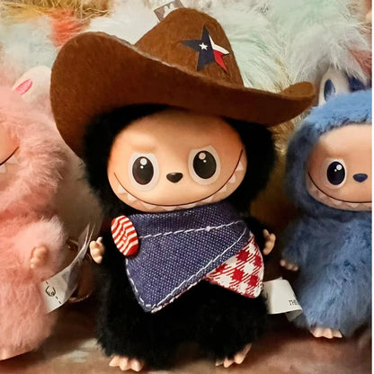 For 10 cm Labubu 4.0 Doll Clothes Cowboy Hat Scarf Cute Soft Doll Clothes Bow Scarf Decoration Christmas Gifts