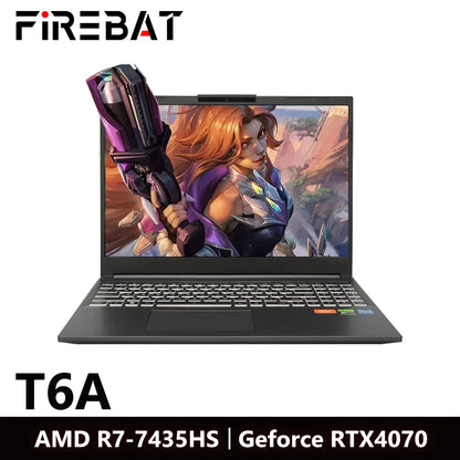 FIREBAT T6AD 16 Inch Geforce RTX 4070 AMD Ryzen7 7435HS  DDR5 165Hz 2.5K Wifi6 BT5.1 16GB 512GB Gaming Gamer Notebook Laptop
