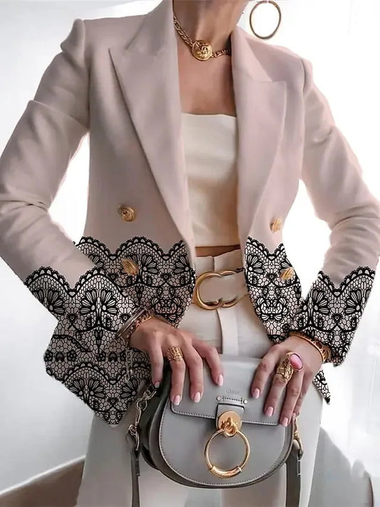 Women's Clothing Suit Western-Style Clothes Lapel Button Lid Pocket Fashion