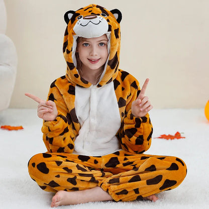 Pyjama en flanelle de carnaval pour enfants, combinaison, combinaison, dessin animé, vêtements d'hiver, Halloween, pour garçons et filles, famille