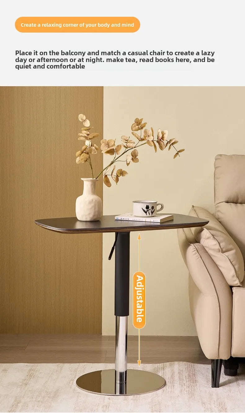 Table d'appoint élévatrice au Design moderne en ardoise de roche, pour lit ou canapé, petit appartement, meubles de salon avec pied en acier inoxydable