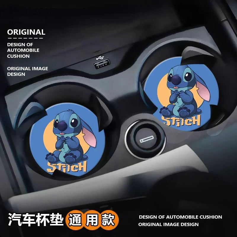 Stitchou cute cartoon animation peripheral car storage non-slip mat car interior decoration creative personality water coaster