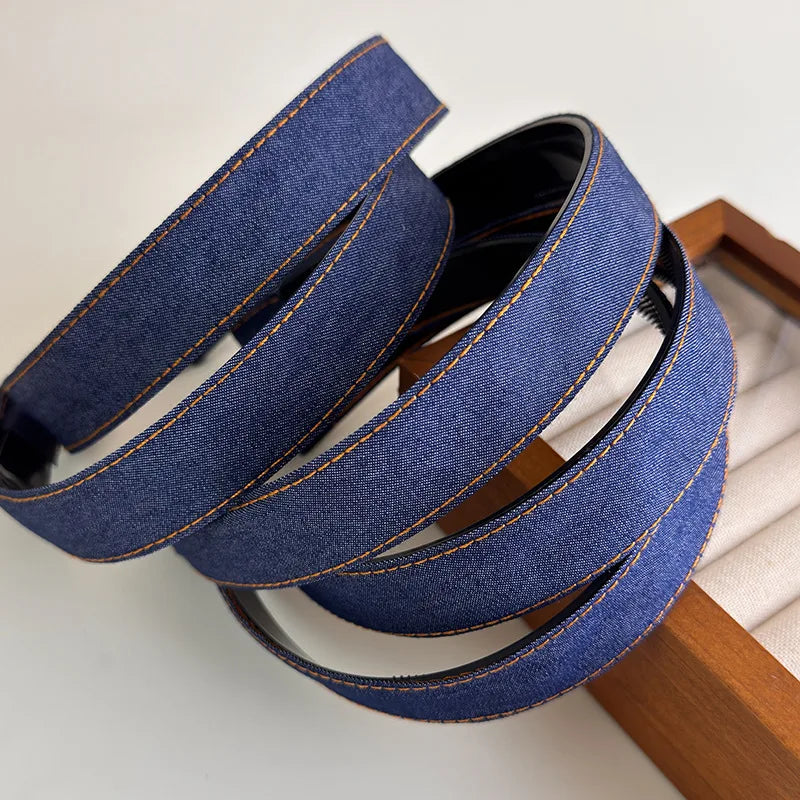 Rétro bleu Cowboy large bord Denim bandeau pour femme tempérament bandeau cheveux cerceau dame mode polyvalent cheveux accessoires nouveau