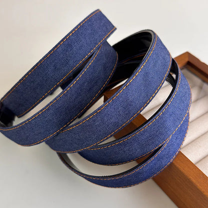 Rétro bleu Cowboy large bord Denim bandeau pour femme tempérament bandeau cheveux cerceau dame mode polyvalent cheveux accessoires nouveau