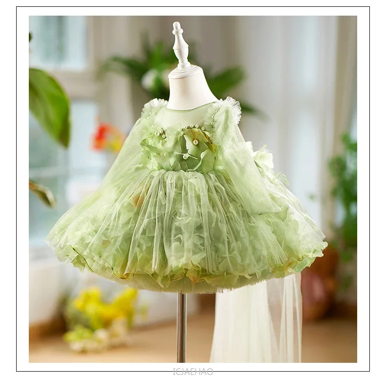 Girls' Floral Evening Dress Toddler Birthday Princess Outfit Christening Clothes Costume First Year Children's Dresses