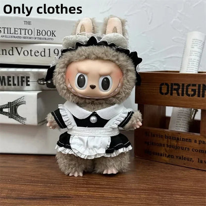 LABUBU 17cm Doll'S Clothes Outfit Accessories For Labubu V1 V2 Striped overalls hats glasses shoes Cool handsome Clothing Gift