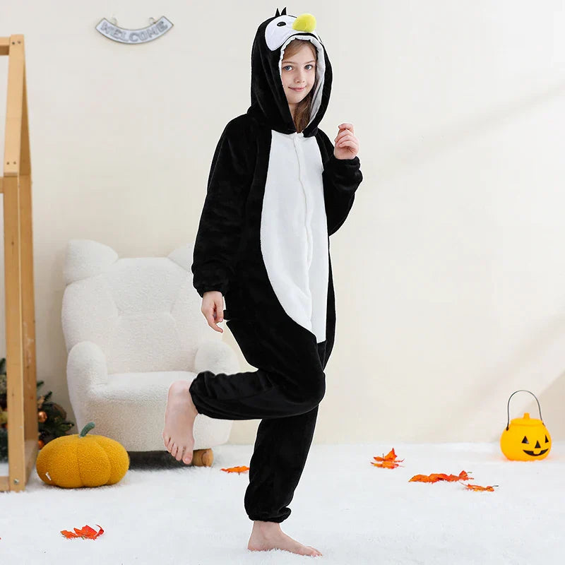 Pyjama en flanelle de carnaval pour enfants, combinaison, combinaison, dessin animé, vêtements d'hiver, Halloween, pour garçons et filles, famille