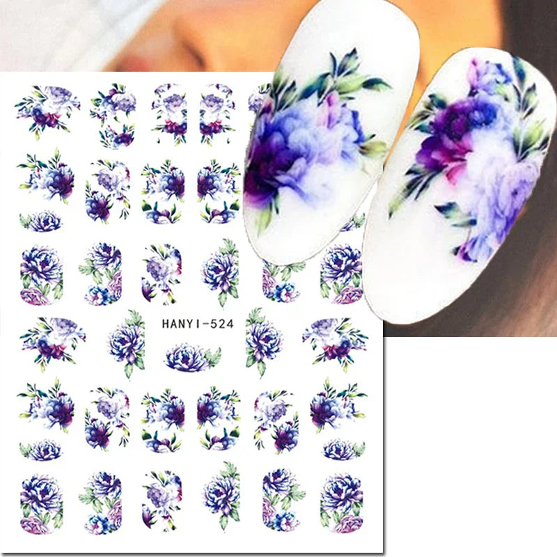 3d Nail Art Stickers Winter Autumn Golden Leaves Red Roses Flowers Decals For Nails Decoration Manicure Salon Beauty