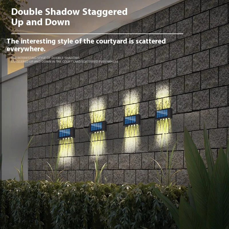 4/6/8/10LED s lampe murale solaire cour rue décor lumière extérieure étanche haut et bas éclairage lumineux jardin paysage lampe