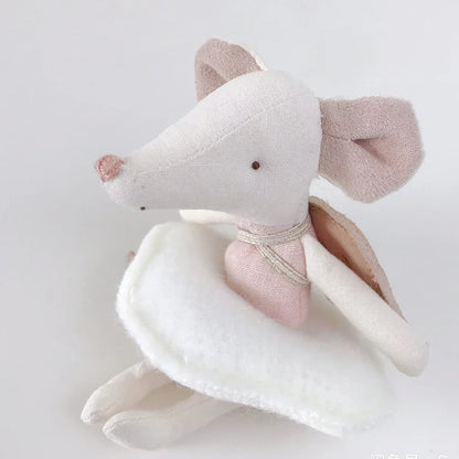 12 cm Mini ange souris dans le livre cadeau de noël nouvel an fait à la main mignon petite fée souris jouet avec nuage boîte-cadeau coton couture poupée