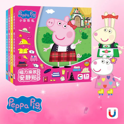 Nouveau Peppa Pig Page Habiller Autocollants Magnétiques Puzzle Magnétique Bricolage Habiller Autocollants Jouets à Tirer Cadeaux de Noël pour Enfants