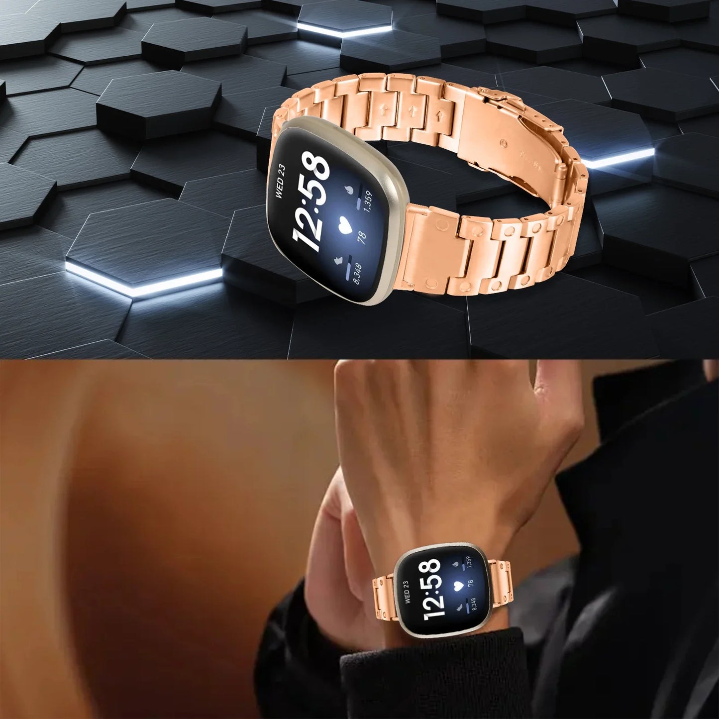 Stainless Steel Strap For Fitbit Versa 4 Sense 2 Watch Metal Wristband Loop For Fitbit Versa 3 Sense Replacement Bracelet Band