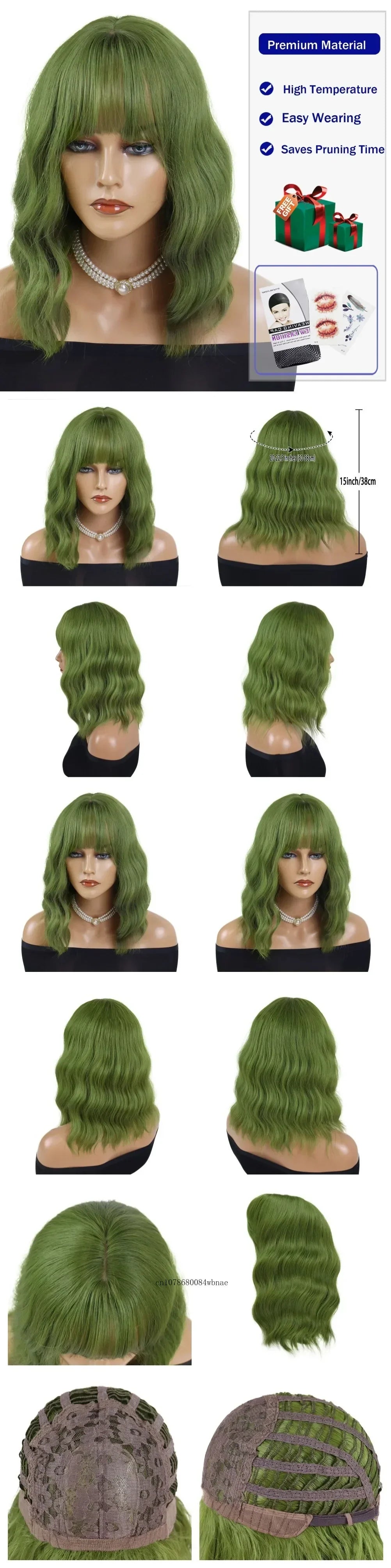 Synthetic Hair Blonde Short Curly Bob Wigs with Bangs Yellow Lolita Cosplay Wig for Women Daily Party Cosplay Heat Resistant