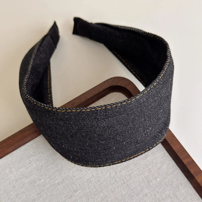 Rétro bleu Cowboy large bord Denim bandeau pour femme tempérament bandeau cheveux cerceau dame mode polyvalent cheveux accessoires nouveau