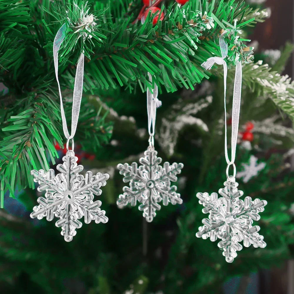 Ornement suspendu de noël en cristal acrylique, 2 à 12 pièces, ange brillant, flocon de neige, pendentif de glaçon pour décorations de fête de noël et du nouvel an