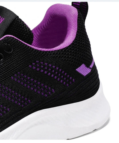 Oulylan Summer Soft Sole Running Shoes Ladies Casual Solid Color Antislip Footwear Outdoor Lace Up Mesh Breathable Sneakers