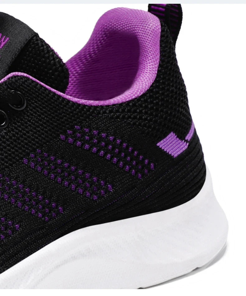 Oulylan Summer Soft Sole Running Shoes Ladies Casual Solid Color Antislip Footwear Outdoor Lace Up Mesh Breathable Sneakers