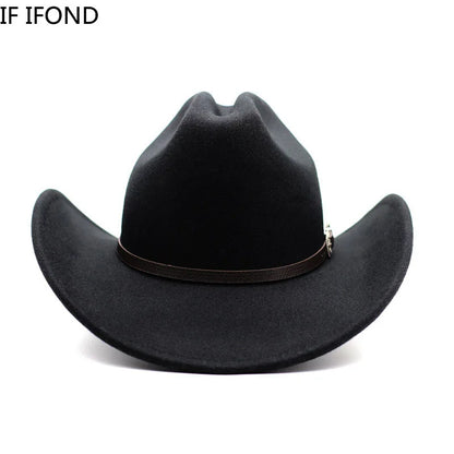 Chapeau de cowboy occidental vintage pour homme, femme, jazz, cowgirl, avec large bord en cuir, cloche, église, Sombrero Hombre