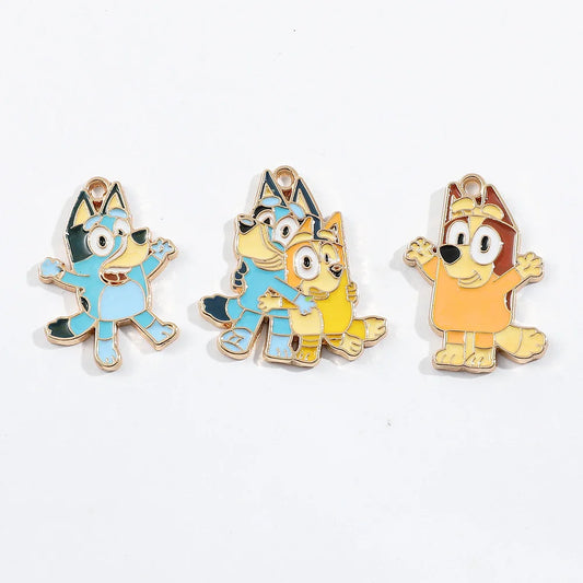 Bluey family  Animated Accessories Bingo Chili Diy Alloy Pendant Accessories Cartoon Character Backpack Pendant Keychain Pendant