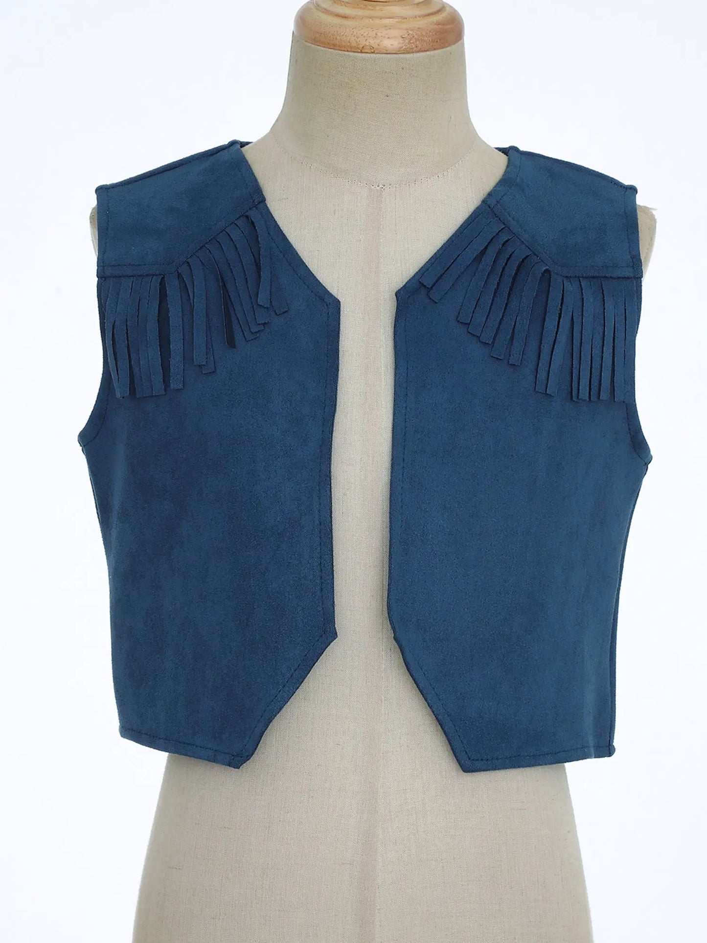 Gilet en Daim avec Franges de Cowboy et Cowgirl pour Garçons Filles avec Bandana Chapeau Costumes de Cosplay pour Halloween Carnaval Fête