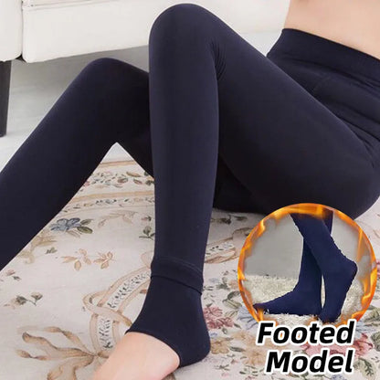 Leggings d'hiver chauds pour femmes, pantalons thermiques, collants polaires, pantalons doublés de chaussettes, collants en velours, effet peau, leggings en laine taille haute