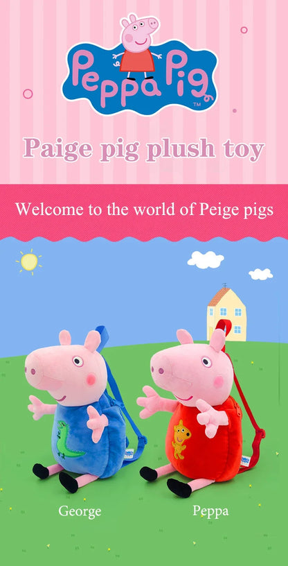 Peppa Pig Crossbody Bag Stereoscopic Doll Backpack Anime Knapsack Plush Coin Purse Toys George Round Pocketbook Children's Gifts