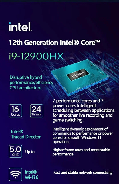 Gaming Laptop 16 inch Intel Core i9-12900H NVIDIA RTX 4060 8G 64GB RMD 4TB SSD DDR5 Windows 11 HD Camera WiFi6 Portable Computer