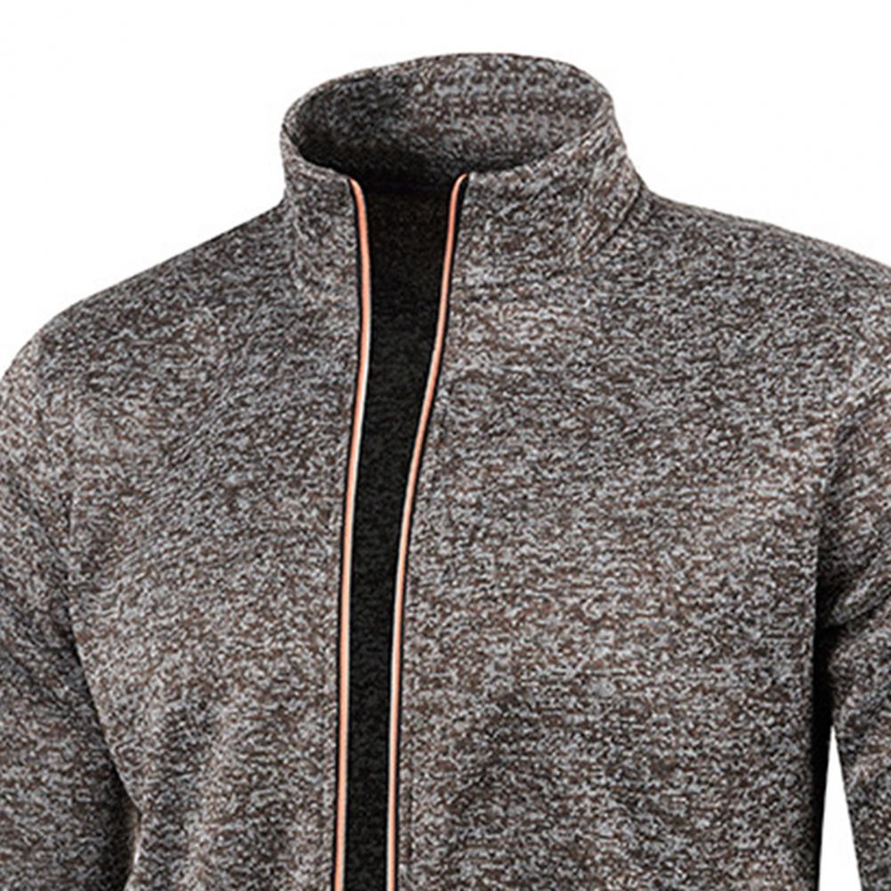 Stand Collar Long Sleeves Pockets Zipper Placket Sweatshirt Coat Men Spring Autumn Solid Color Plus Size Sport Outerwear
