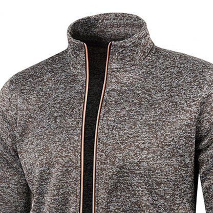Stand Collar Long Sleeves Pockets Zipper Placket Sweatshirt Coat Men Spring Autumn Solid Color Plus Size Sport Outerwear