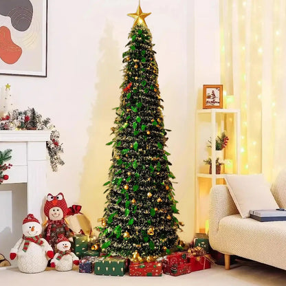 Christmas Tree Small 5 Ft Backyard Festival Decor Foldable Faux Christmas Tree for Indoor Outdoor for Patio Kitchen Party