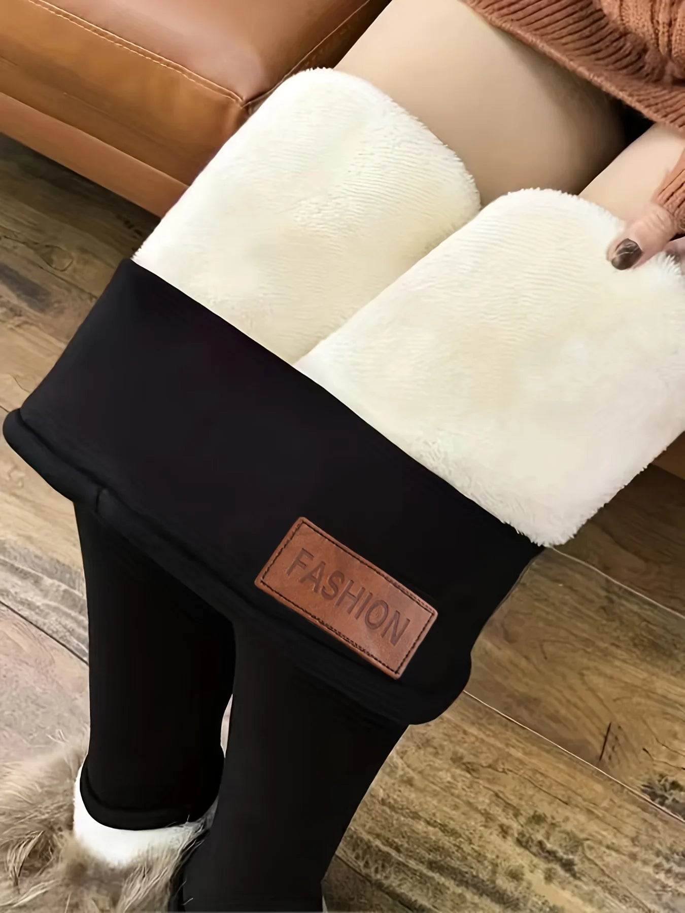 Leggings d'hiver épais pour femmes, doublés polaire chaude, pantalon thermique simple et tendance, leggings noirs amincissants, taille haute élastique, couleur unie