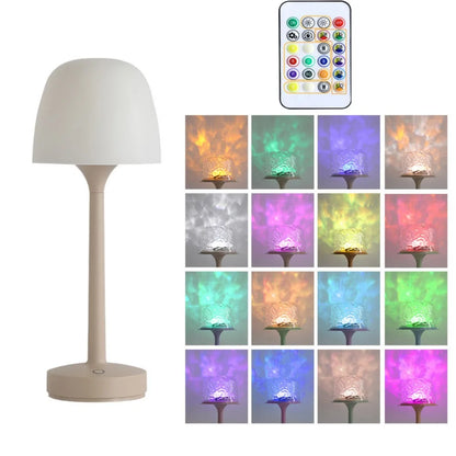 High Footed LED Atmosphere Desk Lamp Water Ripple Touch/Remote Control Projection Night Light Non-slip Bottom Romantic