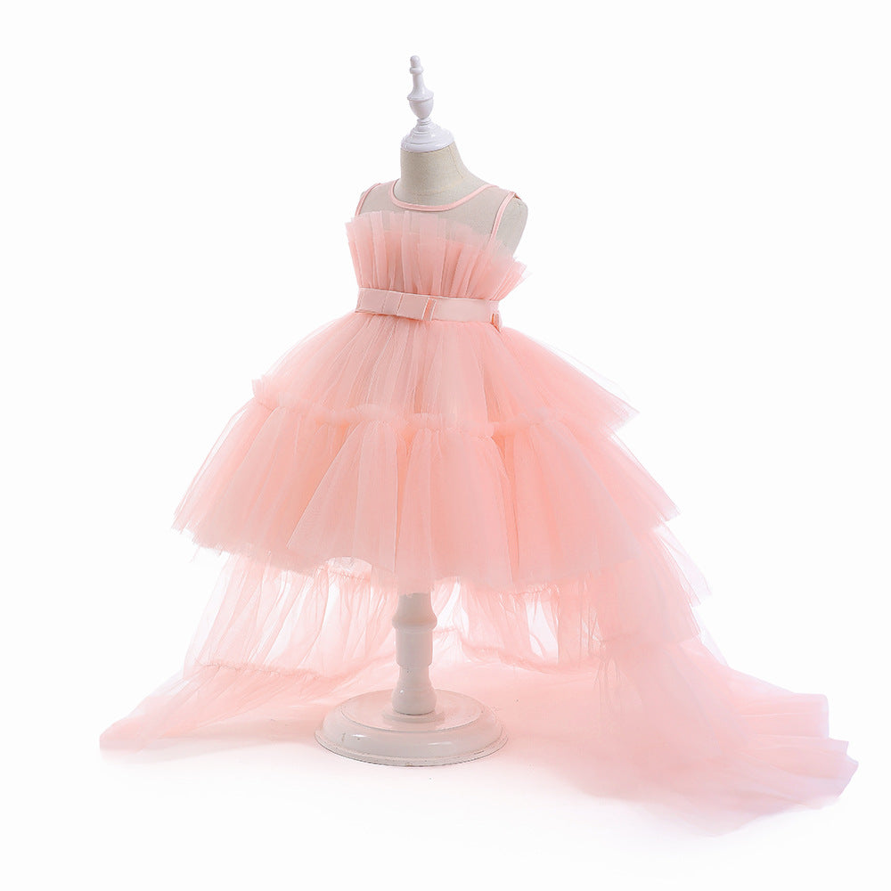 Formal evening gowns for children, elegant evening dresses for girls, with train, detachable princess dress