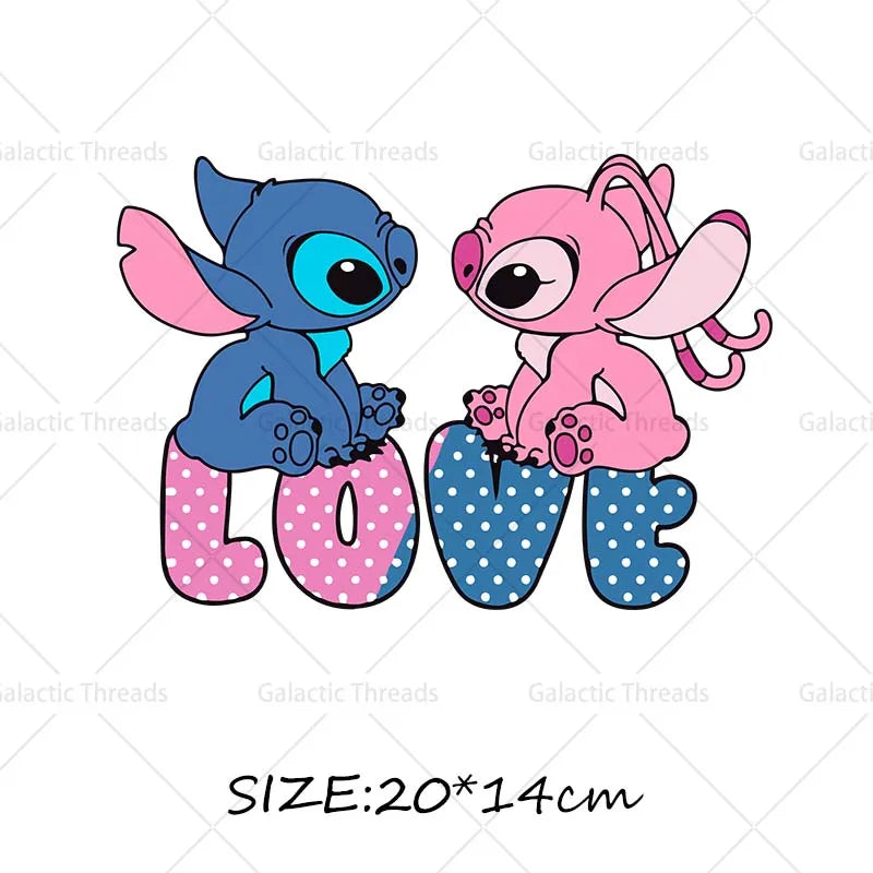 Stitch Lilo Iron on Decals Heat Press Patches Thermal Transfer Stickers for Clothes DIY Ironing Prints