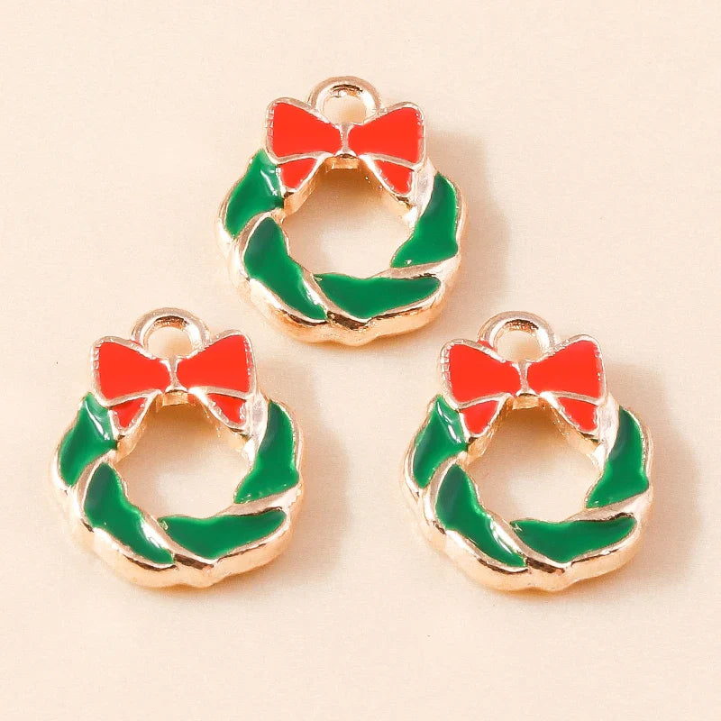 Leslie-Breloques de Noël en émail, arbre flocon de neige, chaussette, cerf, bonhomme de neige, bijoux de bricolage, cadeaux de Noël et du Nouvel An, 10 pièces